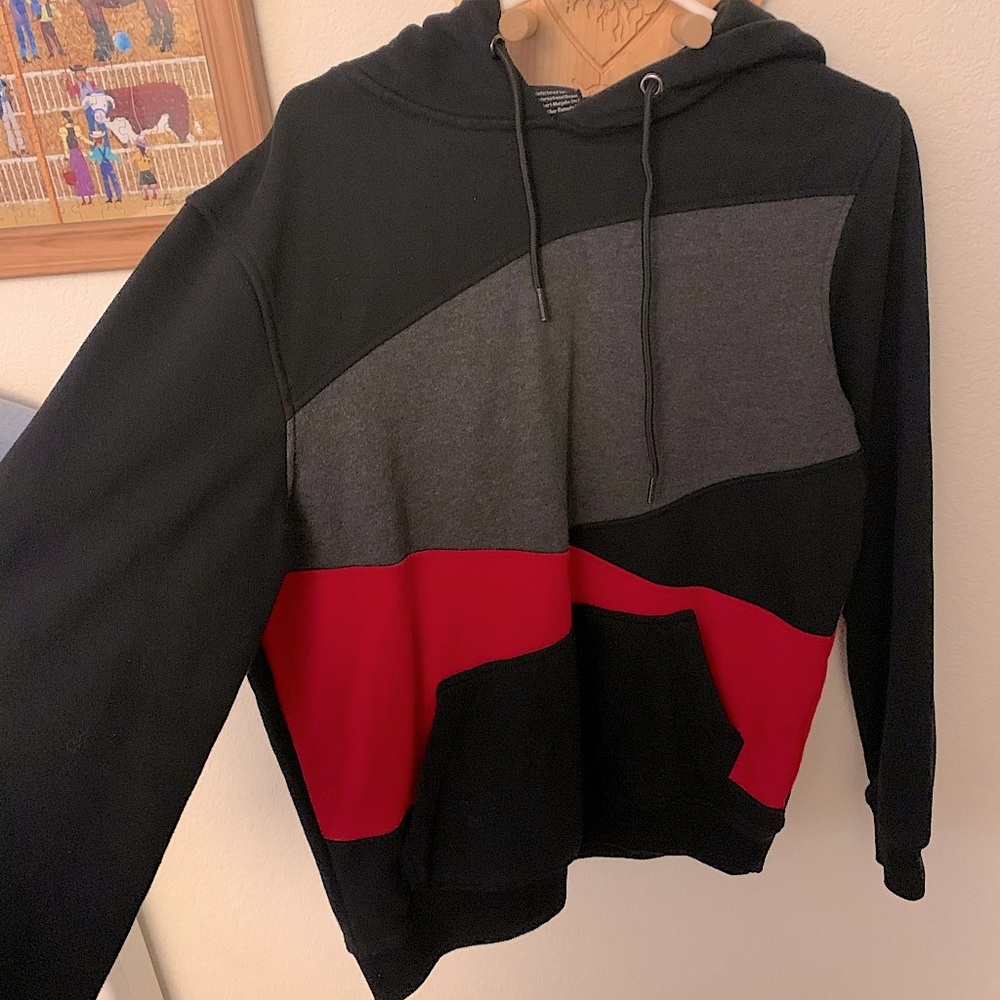 Colorblock Hoodie - Red and Black